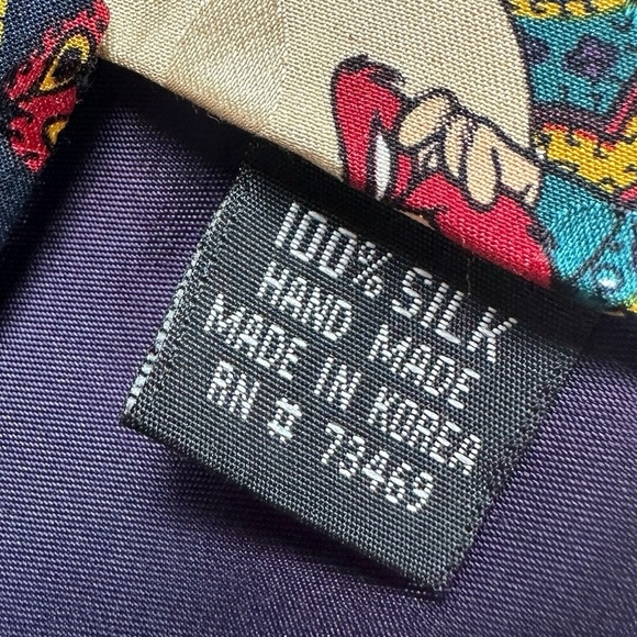 Vintage LOONEY TUNES 90s 1993 Bugs Bunny Tazmanian Devil Paisley Men's Neck Tie - Picture 5 of 5